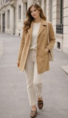 Charles Klein Camel Wool Coat Jacket Size 16 Classic Tailored Coat